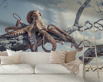 Oktopus erobert das Ufer von Klaus Tesching - Art-AI