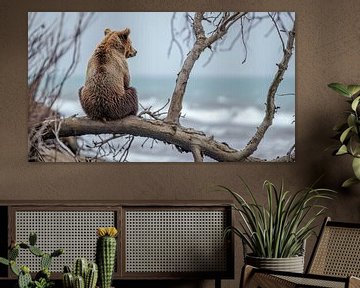 Een berendroom bij de stormachtige zee van Klaus Tesching - Art-AI