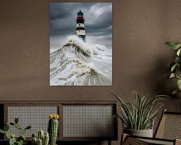 Imposante golf ontmoet vuurtoren van Klaus Tesching - Art-AI