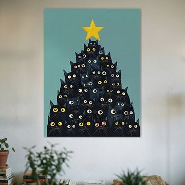Funny Christmas kitten tree by haroulita