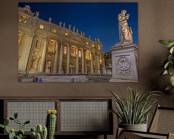 Rome (Vaticaanstad) - Sint-Pietersbasiliek bij nacht van t.ART