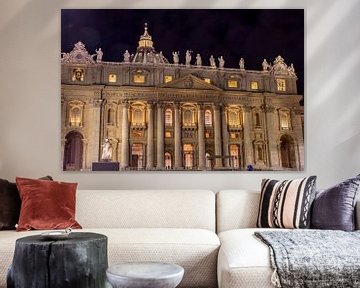 Rome (Vaticaanstad) - Sint-Pietersbasiliek bij nacht van t.ART