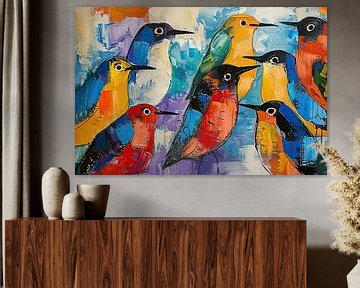 Vogelmalerei | Wohnzimmer von Abstraktes Gemälde