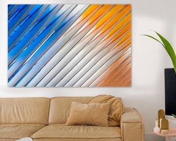 Blauw, wit en oranje abstract van Werner Lerooy