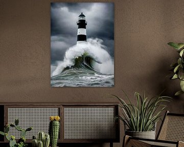 Stormbrekers in de woeste oceaan van Klaus Tesching - Art-AI