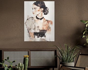 Stijlvol portret, aquarel van Carla Van Iersel