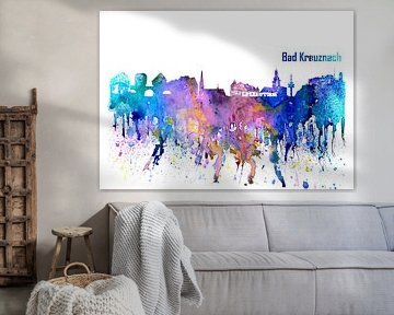 Bad Kreuznach Germany Impressionistic Skyline Splash