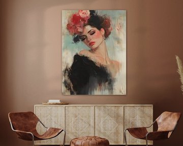 Modern portret in warme kleuren van Studio Allee