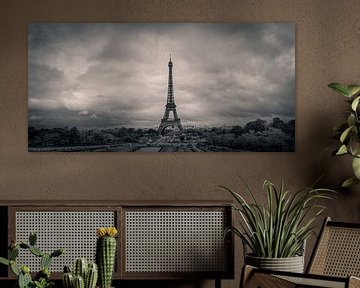 De Eiffeltoren in Parijs - zwartwit van Toon van den Einde
