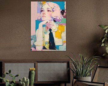 Vrouwenportret | Thought Palette van Blikvanger Schilderijen