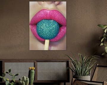 Roze lippen met lolly van Franka Poulain