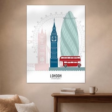 Skyline illustration city of London in colour by Mevrouw Emmer