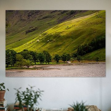 Sheepfold on a lake in the Lake District UK by Herman Coumans