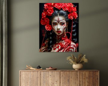 Vuurbloesems en mysterieuze blikken van Klaus Tesching - Art-AI