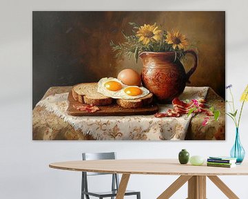 Bloemenpracht en ontbijtplezier van Klaus Tesching - Art-AI