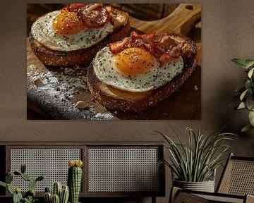 Hartig ontbijt op knapperige toast van Klaus Tesching - Art-AI