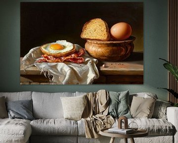 De vreugde van het ontbijt in een spel van licht van Klaus Tesching - Art-AI
