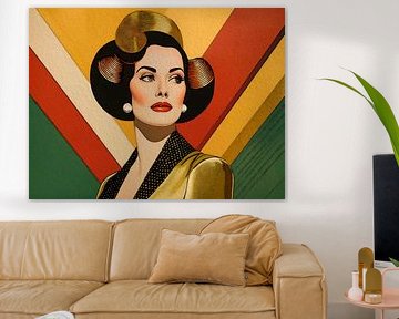 Retro look elegant woman in gold, Series: Colourful Retro -7
