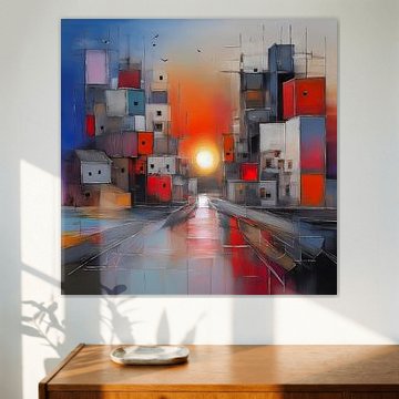 Stedelijke zonsondergang