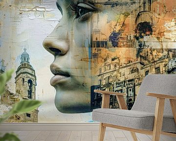 Die Stadt im Gesicht von Klaus Tesching - Art-AI