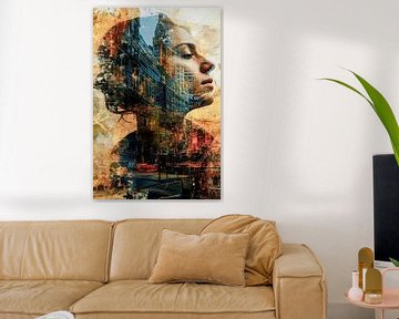 Stilte in de straatkloven van Klaus Tesching - Art-AI