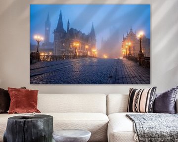 Neblige blue hour in Gent von Luc van der Krabben