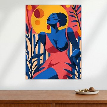 Schwarze Frau in bunter Zusammensetzung