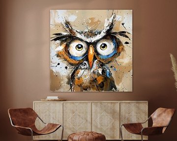 Owl Colourful Modern | Feathered Frolic by Eye catching paintings