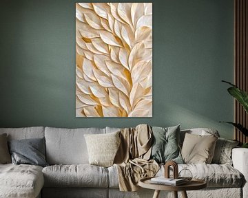 Natuurlijk schoonheid van veren met gouden accenten van Digitale Schilderijen