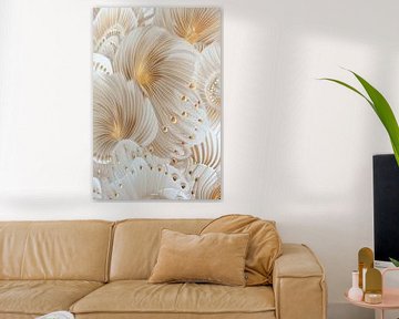 Mystical Flowers Gold and White by Digitale Schilderijen