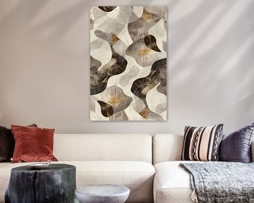Shadow dance in Black, Gold and Beige by Digitale Schilderijen