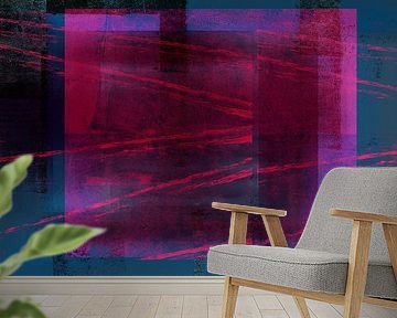 Bewegung. Moderne abstrakte Kunst in blau, lila, rosa. von Dina Dankers