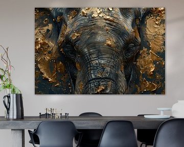 Gouden Majesteit - Olifant in Glanzende Texturen van Eva Lee