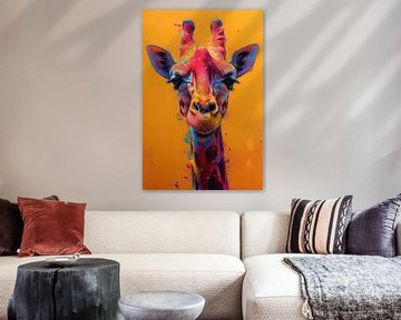 Vrolijke Hoogte Giraffe in Levendige Kleuren van Eva Lee