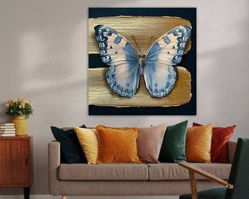 Delfts Blauwe Vlinder met Gouden Streken naar links van Studio Ypie