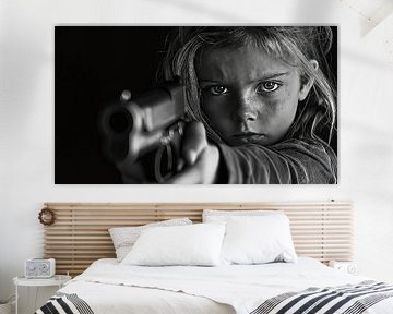 Ernstes Mädchen mit Handfeuerwaffe