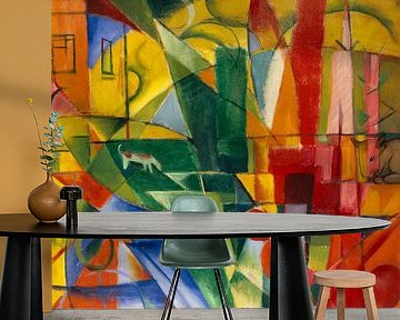 Landschaft mit Haus, Hund und Rind, Franz Marc