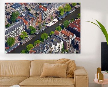 Photo aérienne des maisons du canal Amsterdam sur Anton de Zeeuw