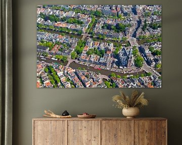 Luftaufnahme von Anne Frank Haus, Westerkerk, Prinsengracht und Keizersgracht