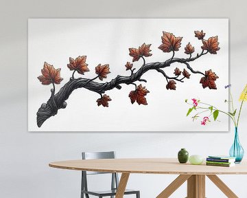 Single branch with bright autumn leaves by Frank Heinz