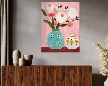 Still life, modern illustration in pastel colours