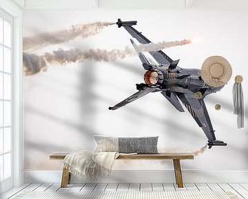 Turkse F-16 Solo Display met flares en afterburner van Dennis Janssen