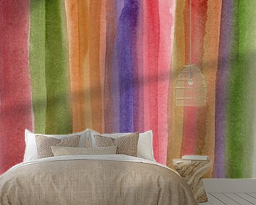 Abstrakte Aquarellpinselstriche in Rosa, Grün, Braun und Lila. von Dina Dankers