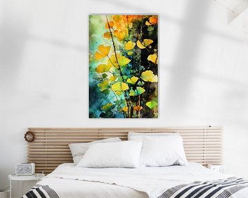 Ginkgo Biloba natuur kunst geel #ginkgo van JBJart Justyna Jaszke