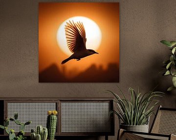 Bird Flying Sun van FoXo Art