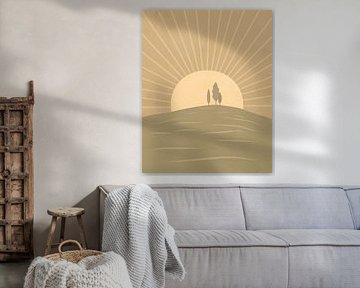 Bomen bij zonsopkomst minimalistisch landschap 2