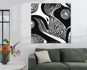 Zwart wit Abstract Cirkels van ComfortQ