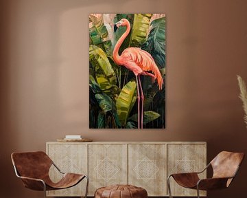 Flamingo in de jungle van Poster Art Shop