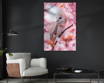 Uil en bloemen van Poster Art Shop