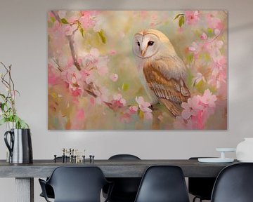 Uil in de bloesemboom van Poster Art Shop
